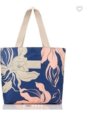 ALOHA Collection Daytripper Hoaloha Navy Tote with Pink & Cream Floral Print